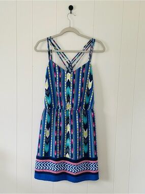 Charming Charlie Blue Multicolor Strappy Midi Dress